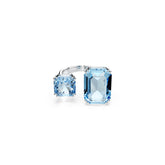 Millenia open ring, Octagon cut, Blue, Rhodium plated